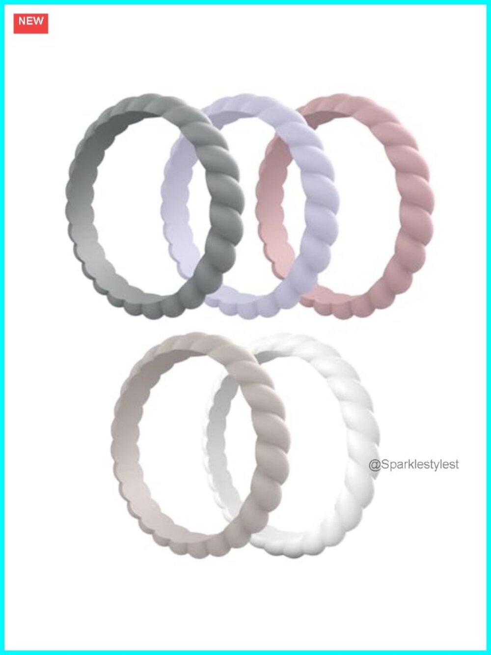 Egnaro Women's Silicone Wedding Ring Braided Anniversary Band 2.5mm Thin